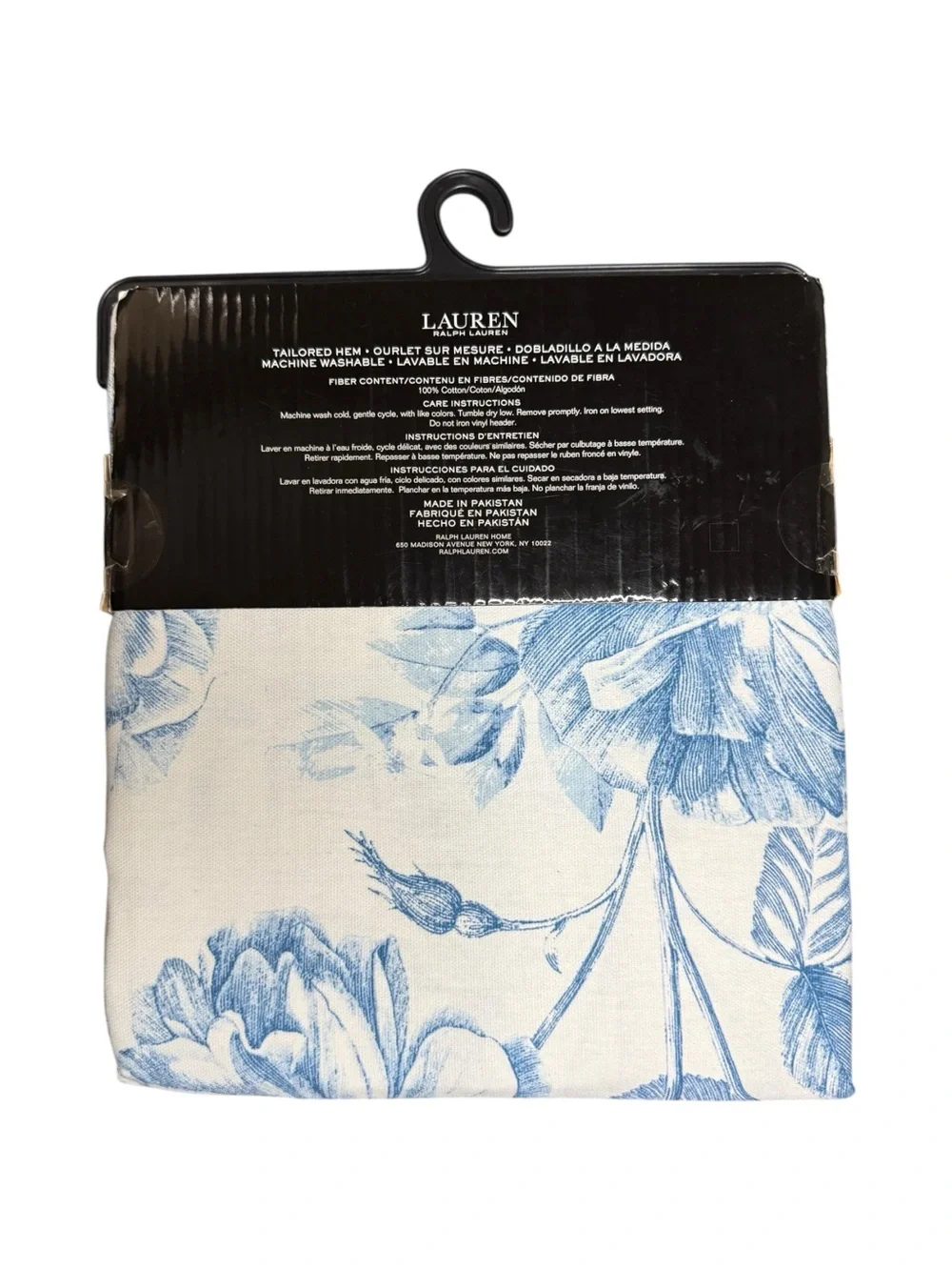 Ralph Lauren Fabric Shower Curtain White Blue Large Flowers Cotton New 72x70”